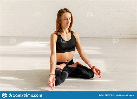 And Flexible Girl With Barefoot Practicing Stock Image - Image of peace ...