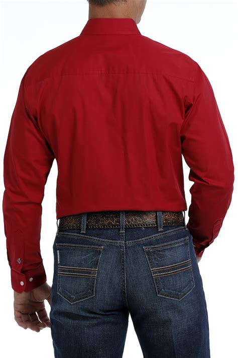 Cinch Jeans Mens Modern Fit Red Button Down Shirt