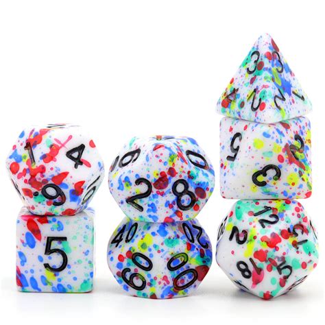 Haxtec Rainbow Speckled Dnd Dice Set Polyhedral Dandd Dice For Rpgs