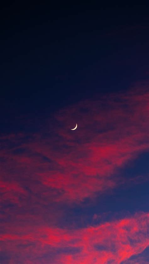Download Wallpaper 1350x2400 Crescent Moon Sky Clouds