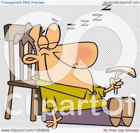 Clipart Of A Cartoon Happy White Man Sleeping In A Turkey Coma After