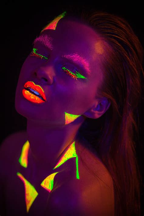 Ultraviolet Glitter Portraits Body Painting Uv Makeup Neon Painting