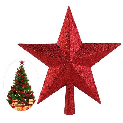 Homemade christmas tree star topper. 4.5 Inch Red Glittered Mini Star Christmas Tree Topper ...
