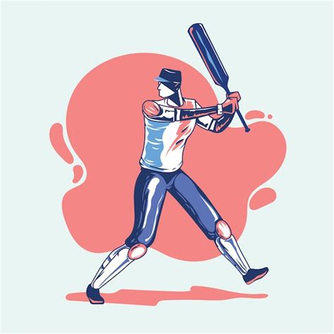 Illustration Du Batteur Jouant Au Championnat De Cricket Ou Au Joueur
