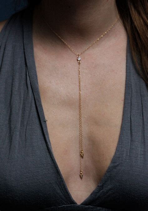 Gold Lariat Necklace Y Gold Filled Necklace Cz By Minimalvs