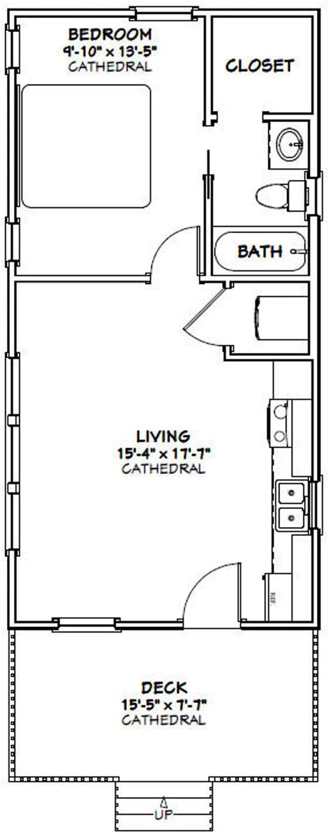 16x32 House 1 Bedroom 1 Bath 511 Sq Ft Pdf Floor Plan Etsy Cabin