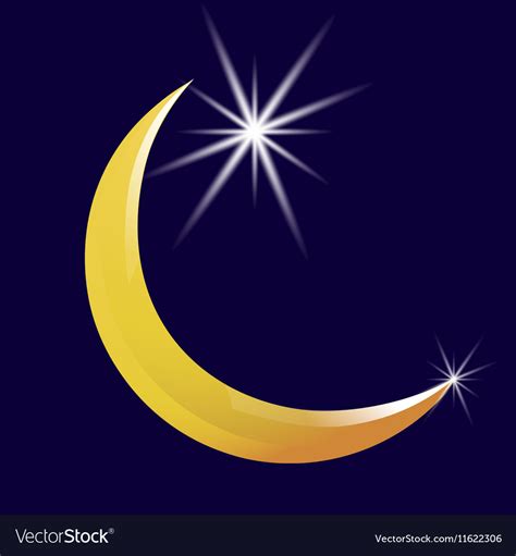 Crescent Moon And Star Icon Royalty Free Vector Image