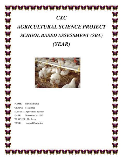 Doc Cxc Agricultural Science Project School Based Assessment Sba