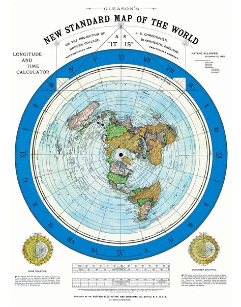 Buy 1892 Flat Earth Map Alexander Gleasons New Standard Map Of The
