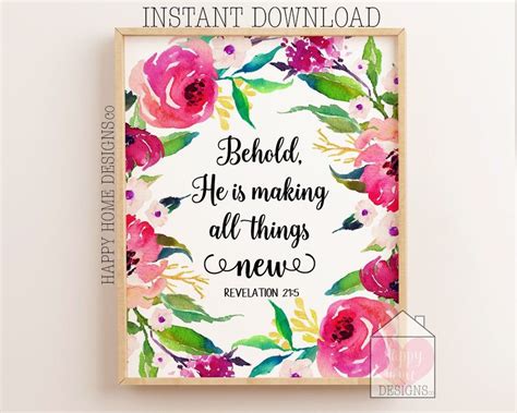 Revelation 215 Behold He Is Making All Things New Printable Etsy Uk