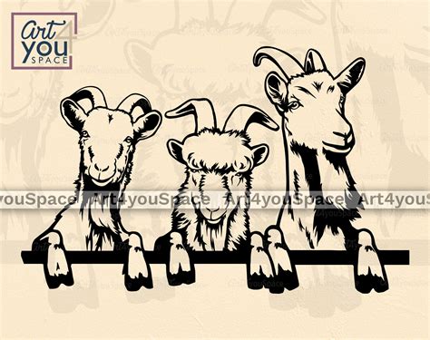 Three Feeking Goats Svg Png Dxfclipart Cricut Vector Graphics Downlo