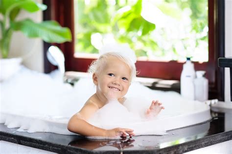 Child In Bubble Bath Kid Bathing Baby In Shower Ecowater Of North