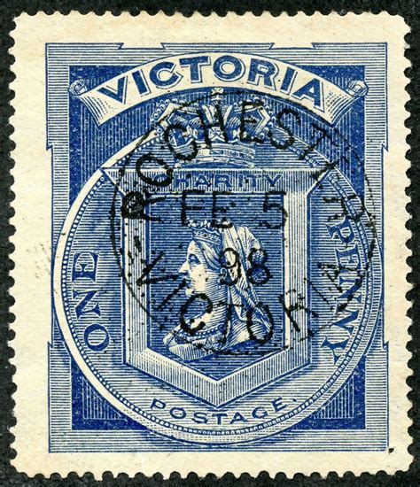 Victoria 1897 Scott B1 1d Deep Blue Queen Victoria And Figure Of