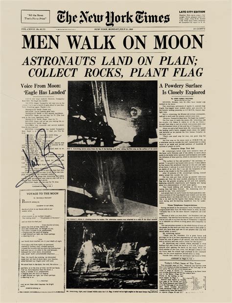 Auction Sell Neil Armstrong Signed New York Times Newspaper Autograph