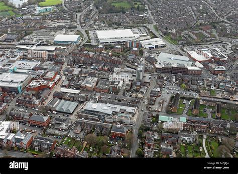 Aerial View Of Altrincham Town Centre Manchester Stock Photo Alamy