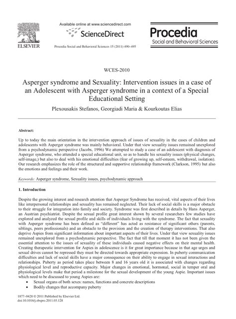 Pdf Asperger Syndrome And Sexuality Intervention Issues In A Case Of