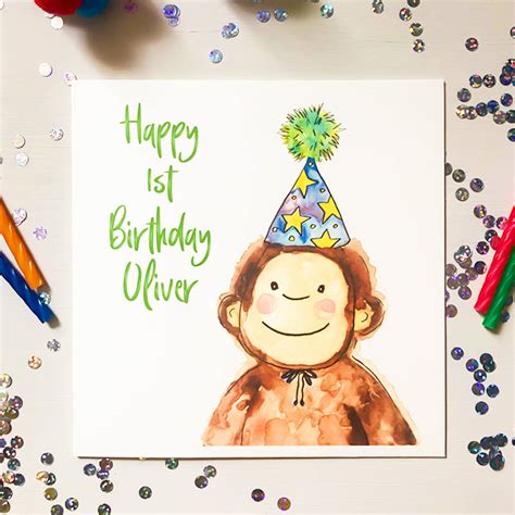 Personalised Monkey Birthday Card By Free Hand Free Mind