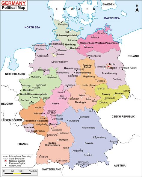 Large administrative map of germany with roads and cities. Map of germany showing Stuttgart - Map of map of germany ...