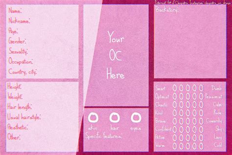 Oc Card Template Character Sheet Template Character Reference Sheet Drawing Ideas List