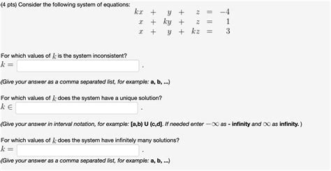 solved 4 pts consider the following system of equations