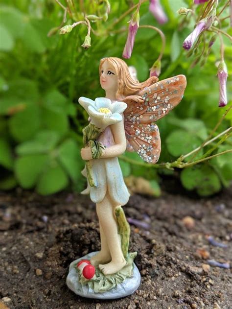 Standing Blue Flower Fairy Miniature Outdoor Fairy Figurine Etsy