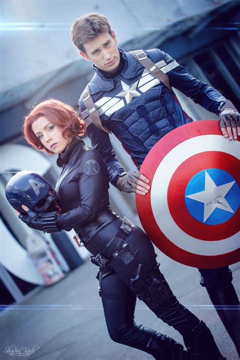 Avengers Black Widow Captain America Marvel By Shashinkaihi On
