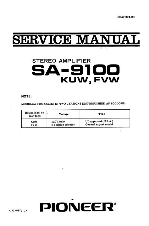 Free Audio Service Manuals Free Download Pioneer Sa 9100 Service Manual