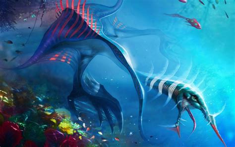 Blue Fish Illustration Creature Underwater Sea Monsters Hd Wallpaper