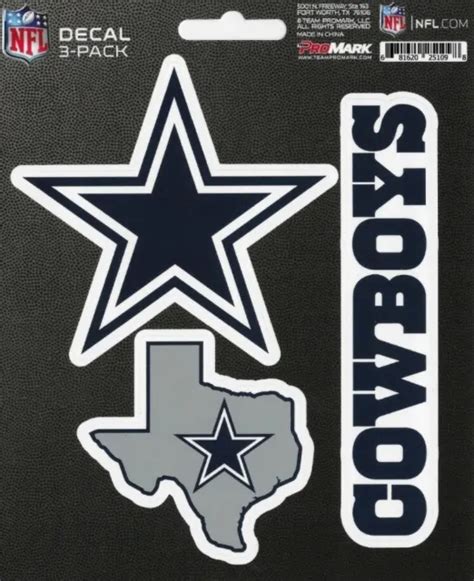 Dallas Cowboys Nfl Die Cut Decal Stickers 3 Pack Free Shipping 399
