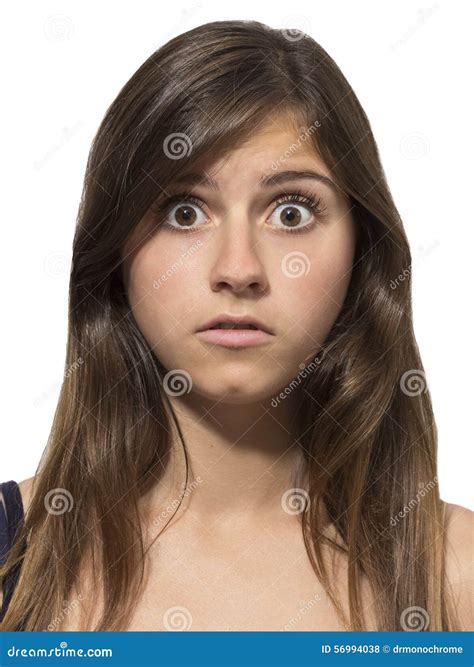 Portrait Of Surprised Excited Shocked Teenage Girl Looking Up