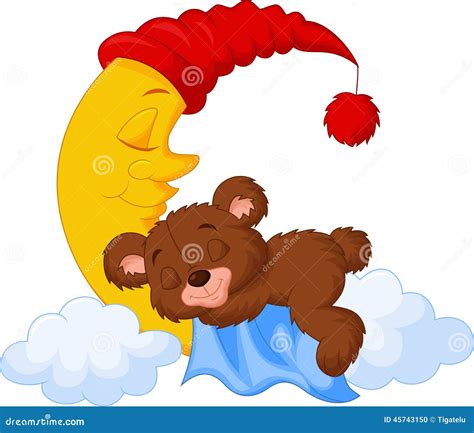 The Teddy Bear Sleep On The Moon Stock Vector Image 45743150