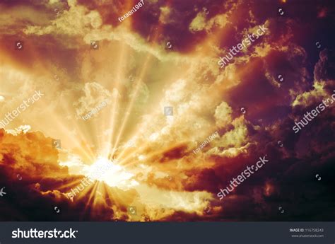 Sunset Sunrise Clouds Light Rays Other Stock Illustration 116758243