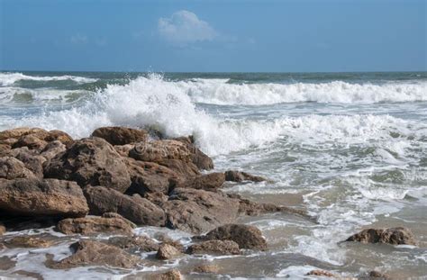 Rocky Beach With Waves Stock Image Image Of Water Sunny 29840519