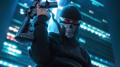 1920x1080 Boy With Skull Mask And Ak47 Laptop Full Hd