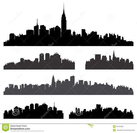 City Silhouette Set Stock Illustration Illustration Of Background