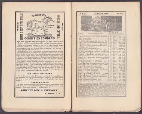 Munsell Websters Calendar Or Albany Almanac 1863