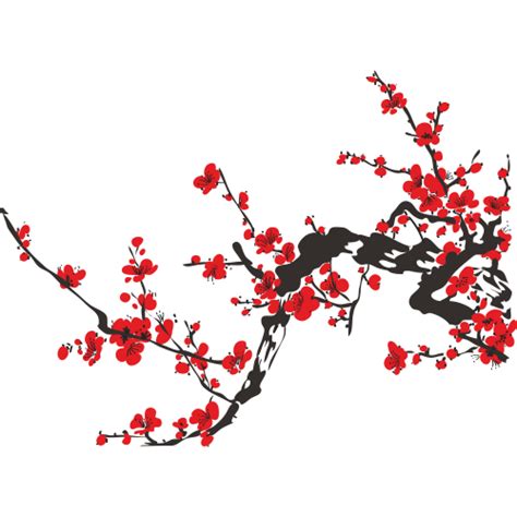 Sticker Branche Cerisier Japonais Rouge Ref D Mpa D Co