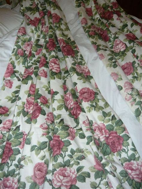 Pink Cabbage Rose Pattern “rosiland By “old Bleac Ebay Cotton Curtains Rose Pattern