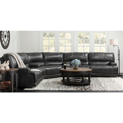 Dash Leather 3 Piece Power Reclining Sectional Charcoal Star Furniture