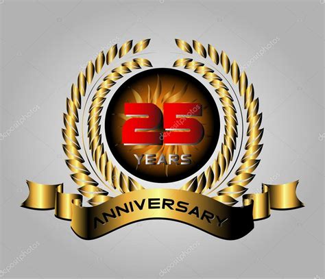 Celebrating 25 Years Anniversary Golden Laurel Wreath Vector Premium