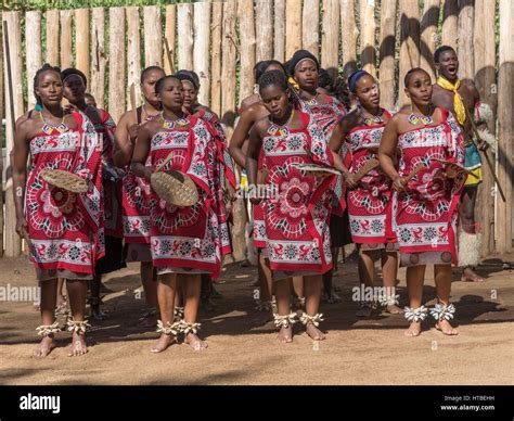 women in traditional clothing during dance performance swazi cultural village lobamba manzini
