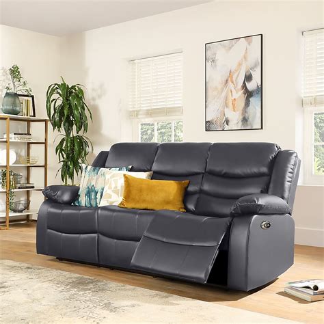 Sorrento 3 Seater Electric Recliner Sofa Grey Premium Faux Leather