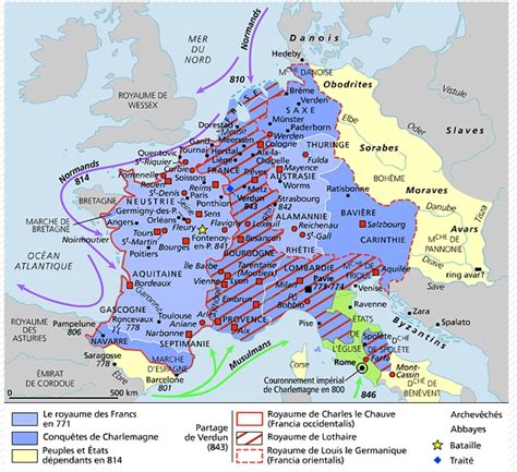 Carte De Lempire Carolingien Cours Histoire Histoire Géographie
