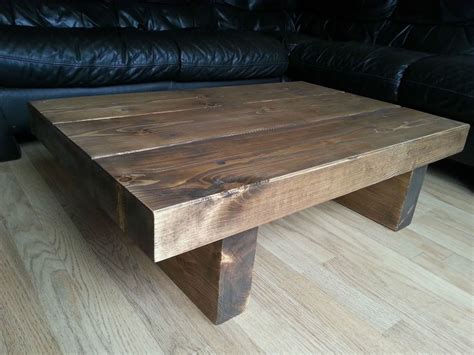 Chunky Rustic Reclaimed Style Coffee Table Handmade Solid Wood Medium