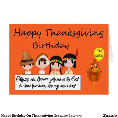 Happy Birthday On Thanksgiving Greeting Card Zazzle Thanksgiving
