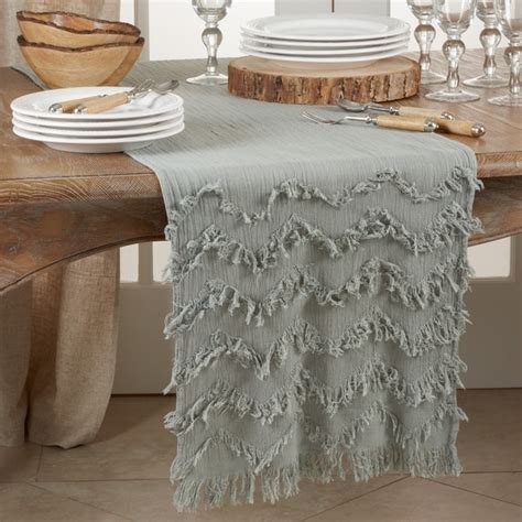 Shop Chevron Table Runner With Fringe Design Free Shipping On Orders