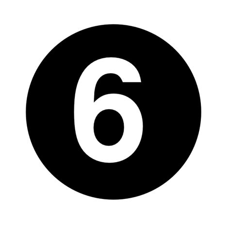 White Numeral 6 Centered Inside Black Circle Clip Art At