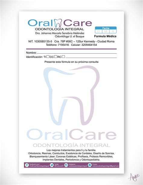 Diseño De Fórmula Médica Para Oralcare Odontología Integral Angiee