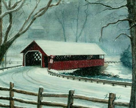 Pin By Leroy Hemond On Winter And Snow Covered Bridges Bridge Painting
