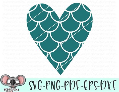 Mermaid Scale Heart Svg Eps Dxf Png Cricut Or Cameo Scan Etsy